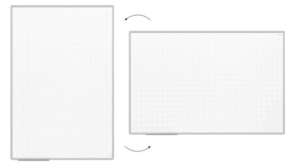 Suchostíratelná tabule 150×100 cm s hliníkovým rámem, magnetickou fólií (mřížka) a sadou příslušenství, TE1510KR