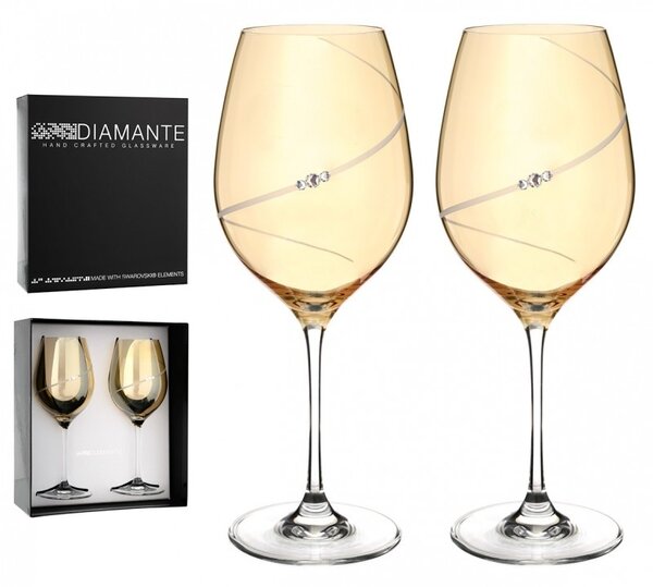 Diamante sklenice na červené víno Silhouette City Amber s krystaly Swarovski 470 ml 2KS