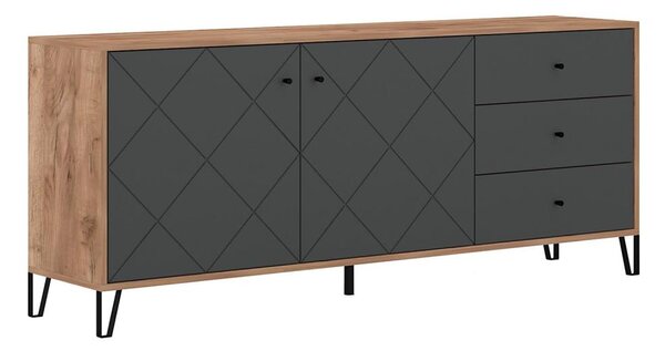 Komoda SULA 183x75x40 cm dub craft/černá