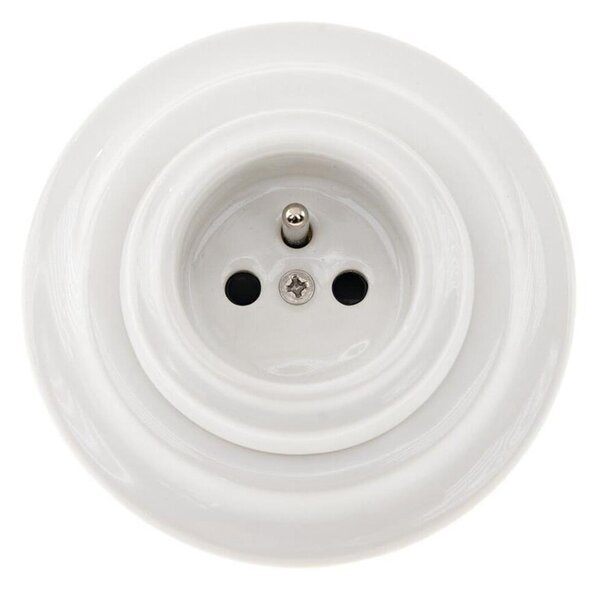 Bohemia-Design - Porcelánová retro zásuvka domovní s rámečkem 250V/16A bílá