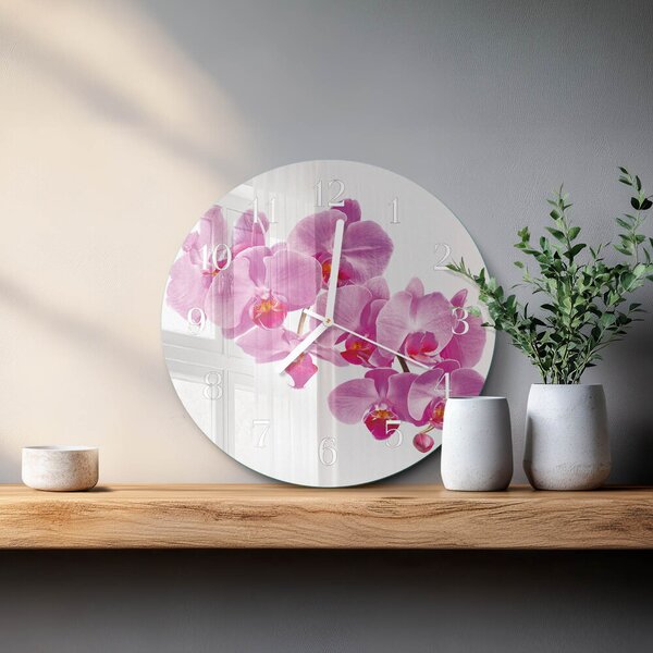 Skleněné hodiny na stěnu Orchidej zsob-fi30-00085025