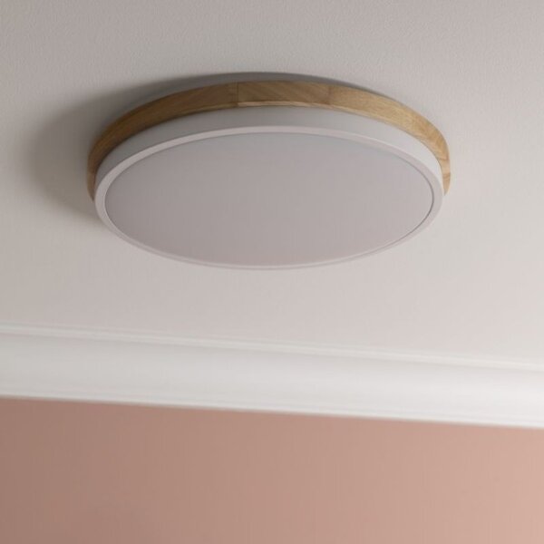 Brilliant G80845/75 Stmívatelné stopní LED svítidlo BAARLO 24W bílé & DŘEVO průměr 35cm