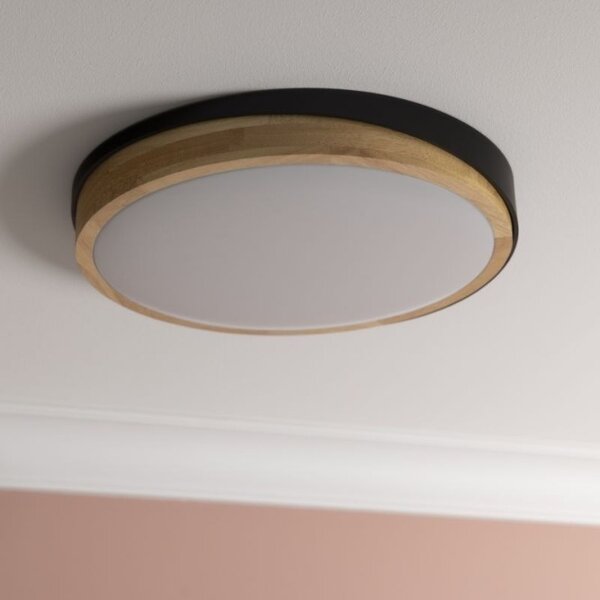 Brilliant G80845/76 Stmívatelné stopní LED svítidlo BAARLO 24W černé & DŘEVO průměr 35cm