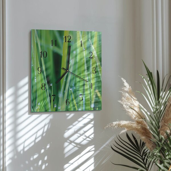 Skleněné hodiny na stěnu Tráva zskc-30x30-00177894