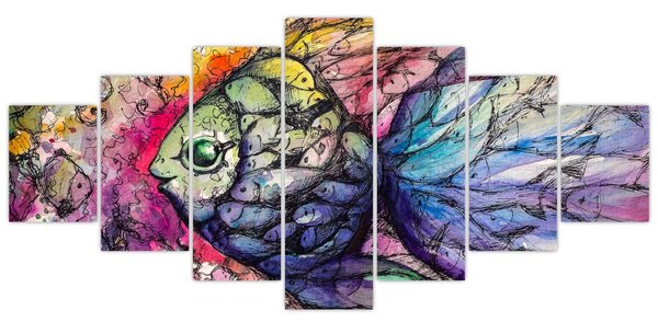 Obraz - Barevná rybička (210x100 cm)