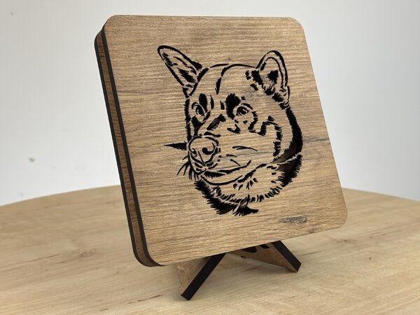 "Akita Inu" lampa 19x19cm provedení povrchu: dub