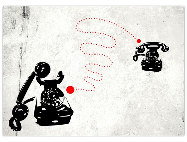 Obraz - Kresba telefonu na styl Banksyho (70x50 cm)