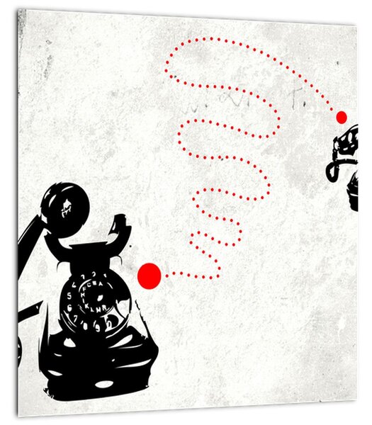 Obraz - Kresba telefonu na styl Banksyho (30x30 cm)