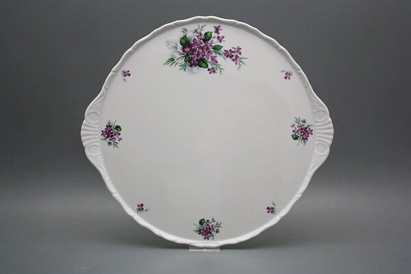 Bohemia Porcelán 1987 Dortový talíř 30,5cm Verona Viola s mašlí KBB