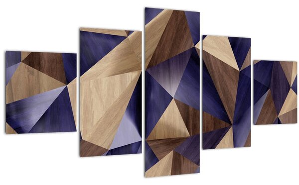 Obraz - 3D dřevěné trojúhelníky (125x70 cm)
