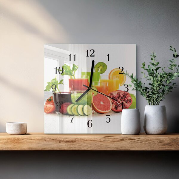 Skleněné hodiny na stěnu Džusy zskc-30x30-00181016