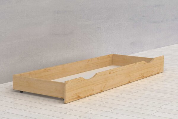 Via-nábytek Úložný šuplík pod postel z borovice S516 Rozměry cm (šířka, výška, hloubka): 140 x 17 x 72, Povrchová úprava: Borovice (bez laku)