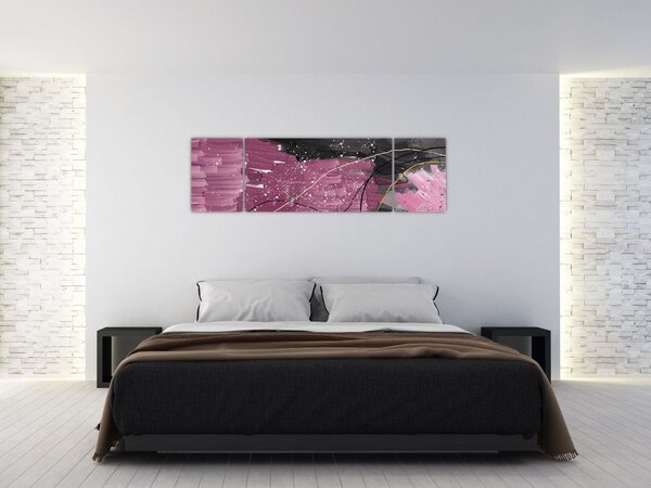 Obraz - Růžovo-černá abstrakce (170x50 cm)