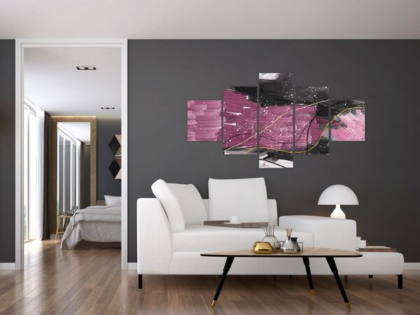 Obraz - Růžovo-černá abstrakce (125x70 cm)