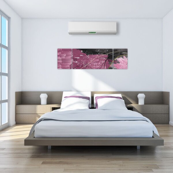 Obraz - Růžovo-černá abstrakce (170x50 cm)