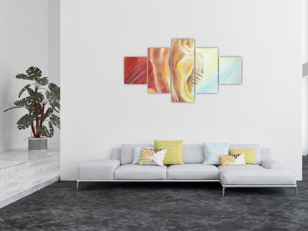 Obraz odpočívající ženy, olejomalba (125x70 cm)
