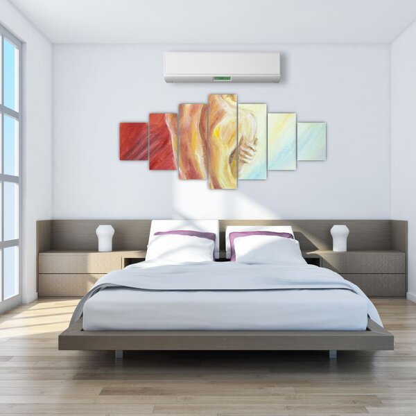 Obraz odpočívající ženy, olejomalba (210x100 cm)