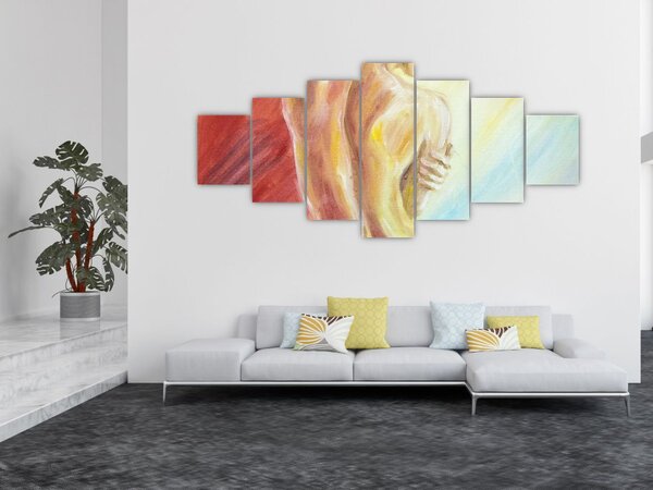 Obraz odpočívající ženy, olejomalba (210x100 cm)
