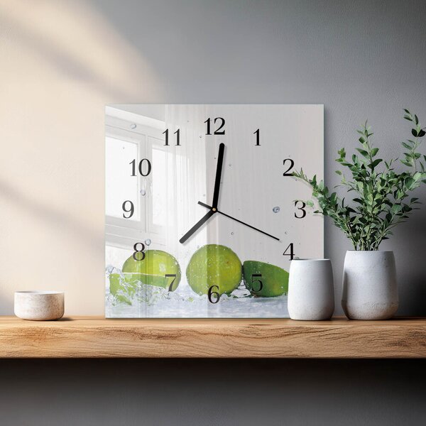 Skleněné hodiny na stěnu Limetky zskc-30x30-00183176