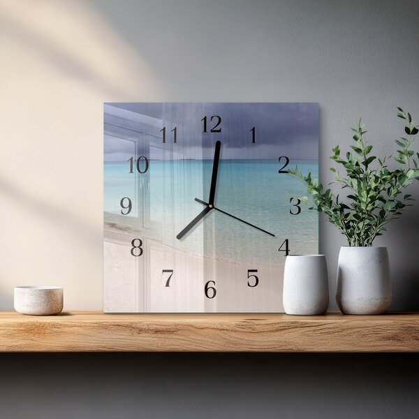 Skleněné hodiny na stěnu Pláž zskc-30x30-00178775