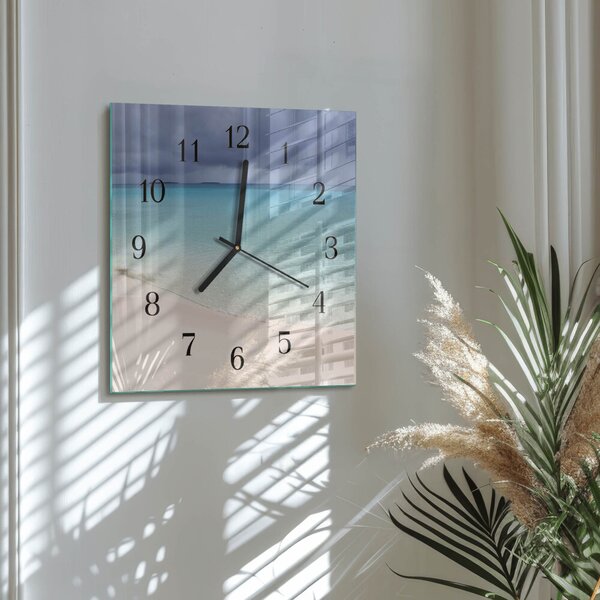 Skleněné hodiny na stěnu Pláž zskc-30x30-00178775