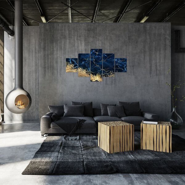 Obraz - Tmavě-modrý mramor (125x70 cm)