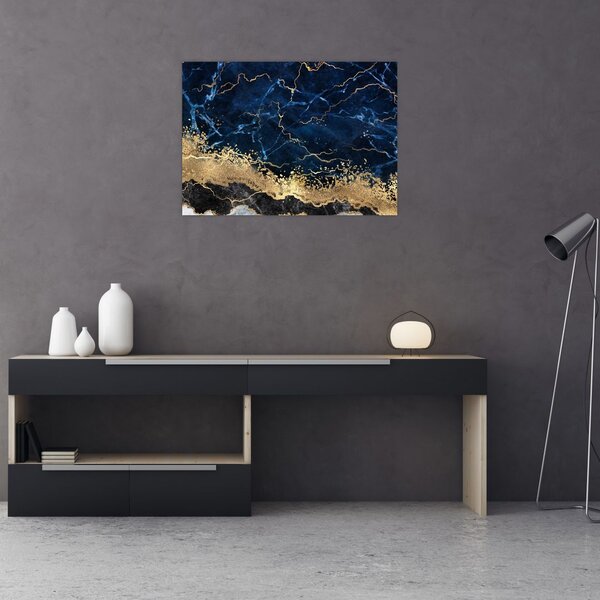 Obraz - Tmavě-modrý mramor (70x50 cm)