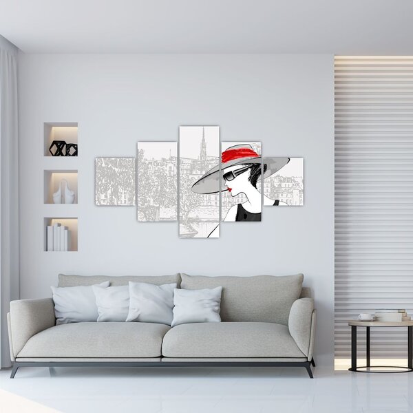 Obraz - Dáma ve městě (125x70 cm)