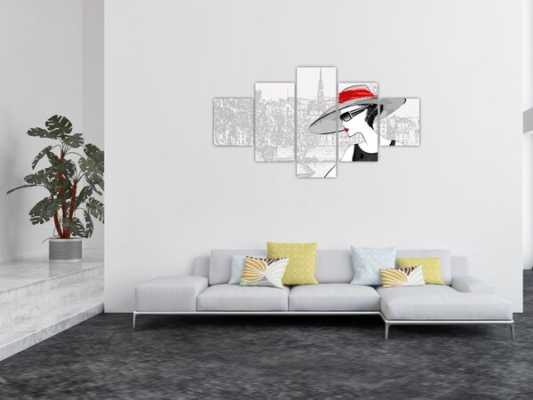 Obraz - Dáma ve městě (125x70 cm)