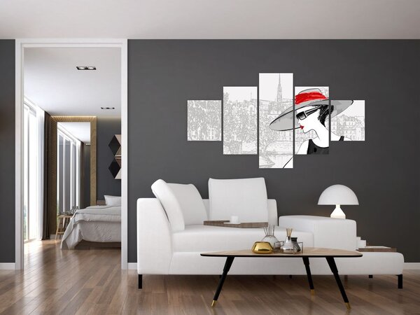 Obraz - Dáma ve městě (125x70 cm)