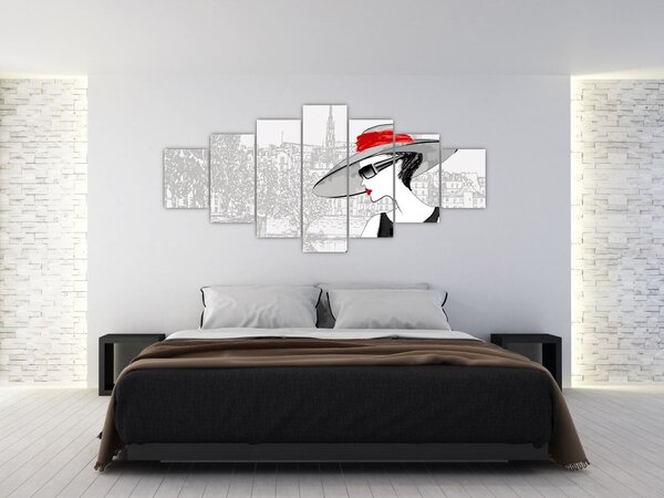 Obraz - Dáma ve městě (210x100 cm)