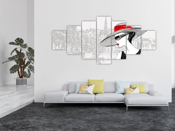 Obraz - Dáma ve městě (210x100 cm)