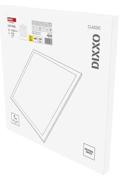 EMOS LED panel DIXXO backlit 60×60, čtvercový vestavný bílý, 36W neutr. b. UGR