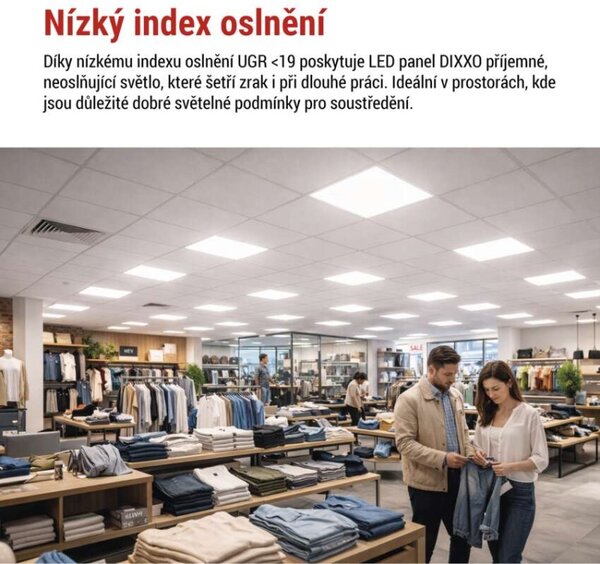 EMOS LED panel DIXXO backlit 60×60, čtvercový vestavný bílý, 36W neutr. b. UGR