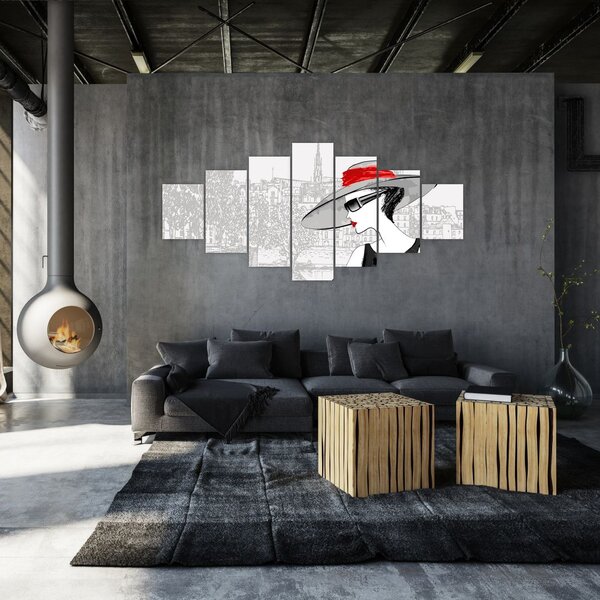 Obraz - Dáma ve městě (210x100 cm)