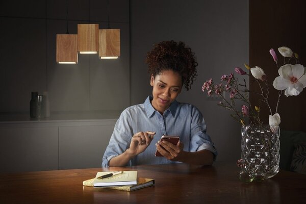 Chytrý LED WiFi lustr drevěný DECOR WOOD, laditelná bílá