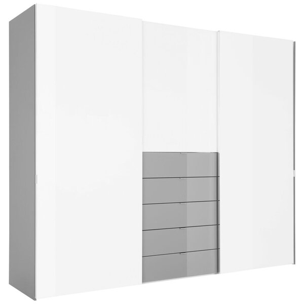 SKŘÍŇ S POS. DVEŘMI.(HOR.VED.), šedá, bílá, 298/240/68 cm Moderano - Skříně s posuvnými dveřmi