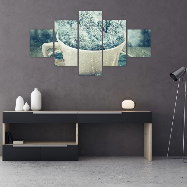 Obraz - Zimní svět v hrníčku (125x70 cm)