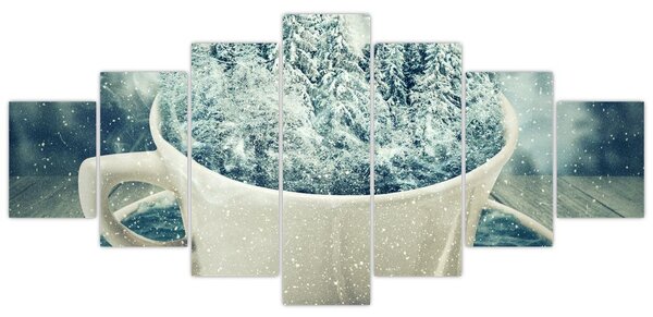 Obraz - Zimní svět v hrníčku (210x100 cm)