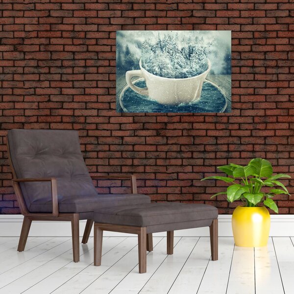 Obraz - Zimní svět v hrníčku (70x50 cm)
