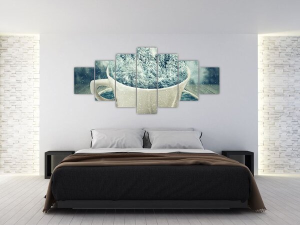 Obraz - Zimní svět v hrníčku (210x100 cm)