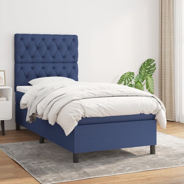 Box spring postel s matrací modrá 80x200 cm textil 3141975