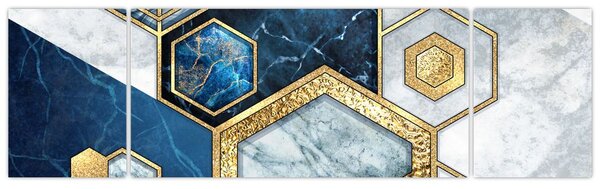 Obraz - Mramorové hexagony (170x50 cm)