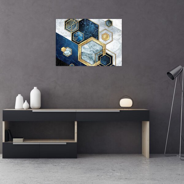 Obraz - Mramorové hexagony (70x50 cm)