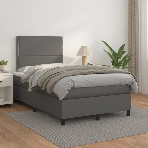 Box spring postel s matrací šedá 120x200 cm umělá kůže 3142777