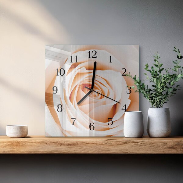 Skleněné hodiny na stěnu Růže zskc-30x30-00177103