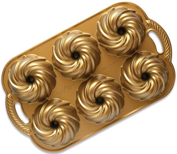 Nordic Ware Forma na 6 minibábovek Swirl, zlatá, 710 ml 93977