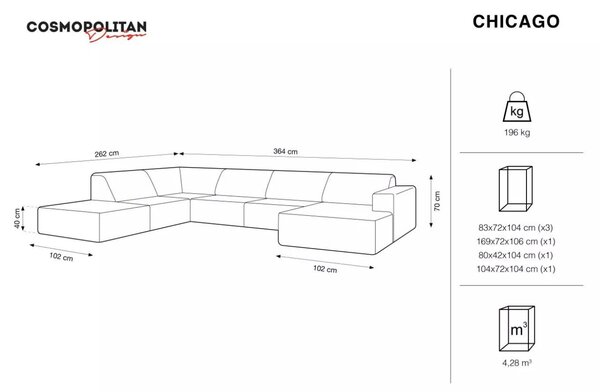 -25 % Dny MOMENTI– Cosmopolitan Design Sametová rohová pohovka Chicago 364 cm, levá