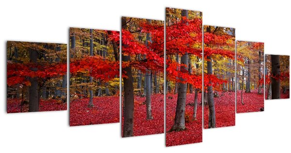 Obraz - Červený les (210x100 cm)