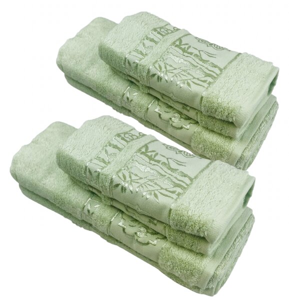 Sada 4 kusů Zelené bambusové osušky a ručníků TiaHome